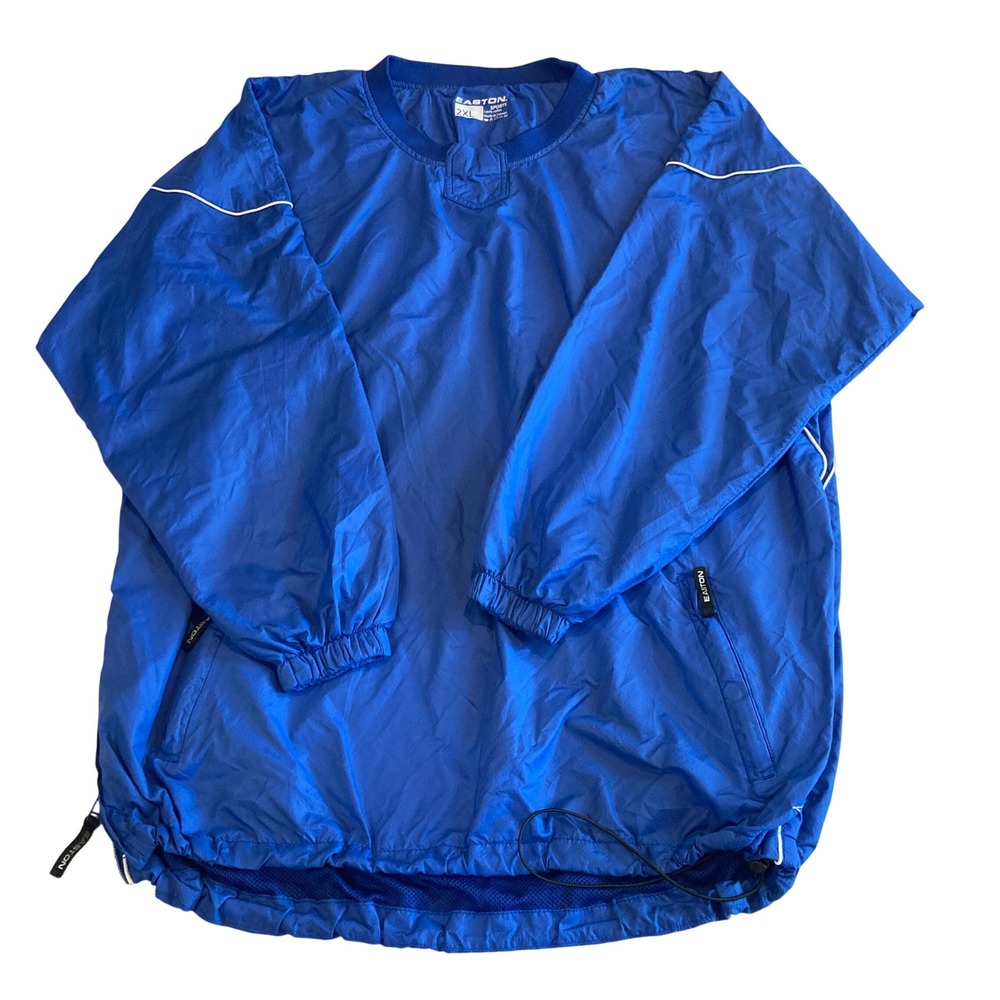 Vintage Easton Sports Men 2XL Royal‎ Blue Nylon Vented Windbreaker Pullover 90s